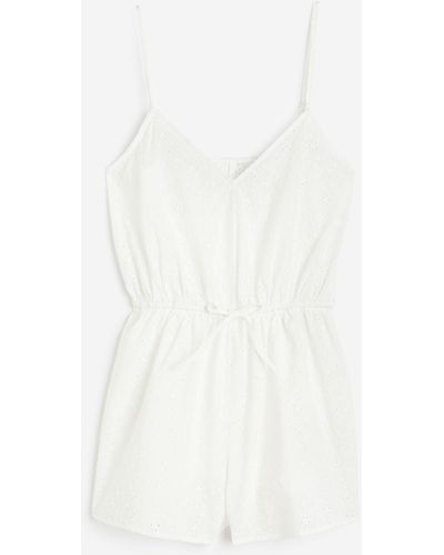 H&M Combi-short avec broderie anglaise - Blanc