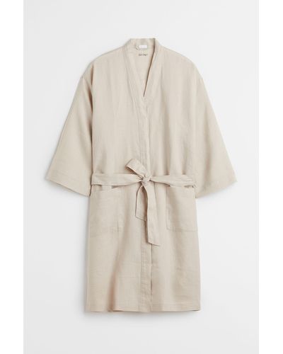 H&M Robe de chambre en lin lavé - Neutre