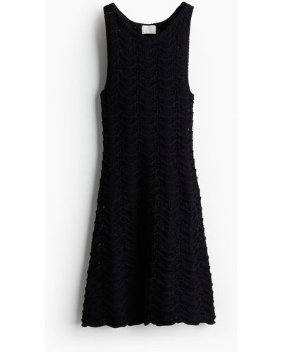 H&M Robe en maille pointelle - Noir