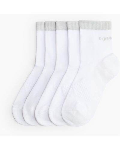 H&M Lot de 5 paires de chaussettes de sport DryMoveTM - Blanc