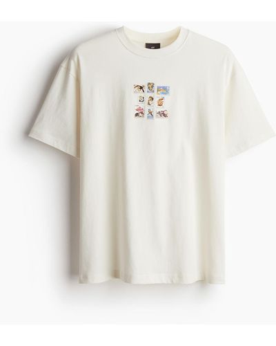 H&M T-shirt imprimé Loose Fit - Blanc