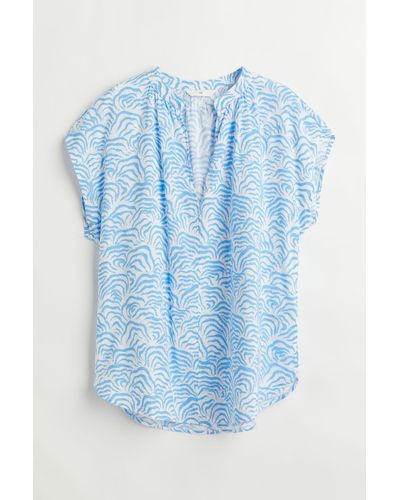 H&M Bluse mit V-Ausschnitt - Blau