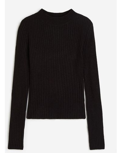 H&M Pull en maille côtelée - Noir