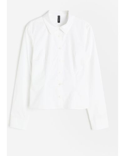 H&M Nauwsluitende Overhemdblouse Van Popeline - Wit
