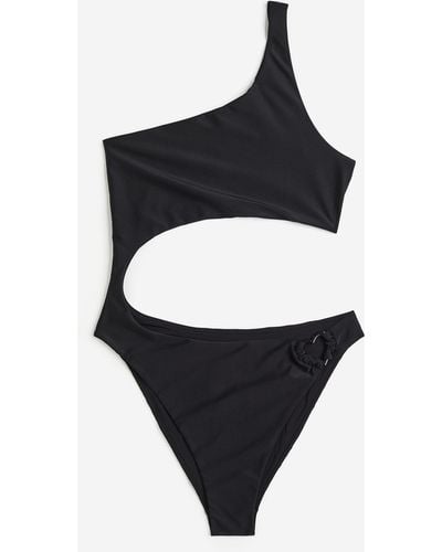 H&M One-shoulderbadpak Met Cutout - Zwart