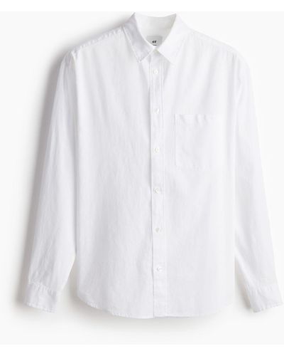 H&M Hemd aus Leinenmix Relaxed Fit - Weiß
