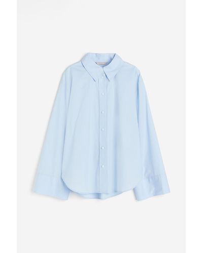 H&M Oversized Katoenen Overhemdblouse - Blauw