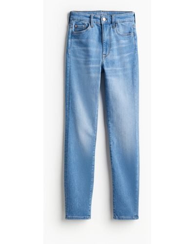H&M True To You Skinny Ultra High Ankle Jeans - Bleu