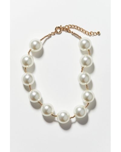 H&M Collier court avec perles fantaisie - Blanc