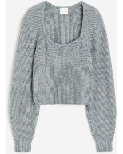 H&M Gerippter Pullover - Grau