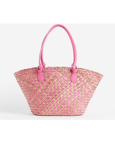 H&M Shopper aus Bast - Pink