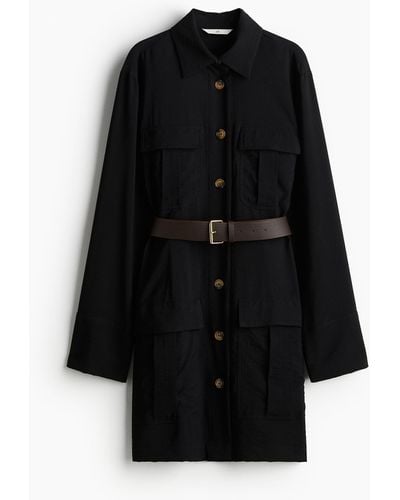 H&M Robe saharienne avec ceinture - Noir