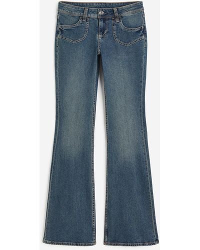 H&M Flared Low Jeans - Bleu