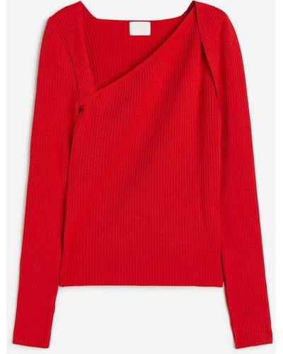 H&M Pullover mit asymmetrischem Ausschnitt - Rot