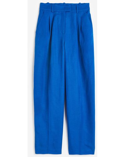 H&M Pantalon effilé en lin mélangé - Bleu