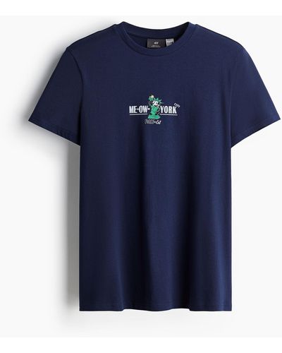H&M T-Shirt in Regular Fit - Blau