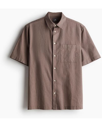 H&M Hemd aus Leinenmix in Regular Fit - Braun