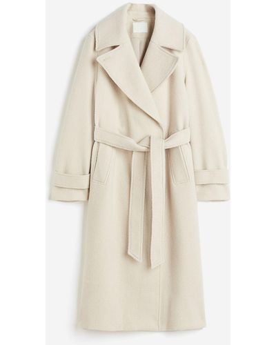 H&M Twill Jas Met Strikceintuur - Naturel