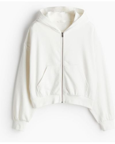 H&M Oversized Capuchonvest Met Rits - Wit
