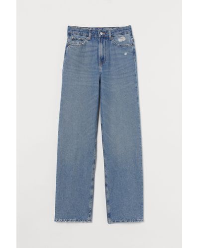 H&M Loose Straight High Jeans - Blau