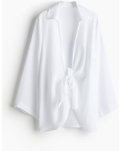 H&M Strandkleid mit Bindedetail - Weiß