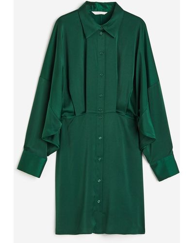 H&M Blusenkleid aus Satin - Grün
