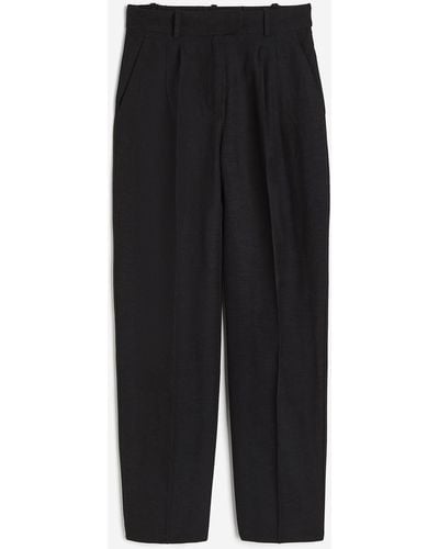 H&M Pantalon effilé en lin mélangé - Noir