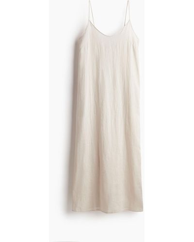 H&M Trägerkleid aus Leinen - Weiß