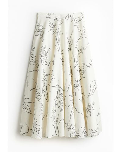 H&M Tellerrock aus Leinenmischgewebe - Weiß