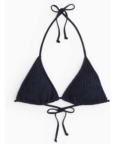 H&M Wattiertes Triangel-Bikinitop - Blau