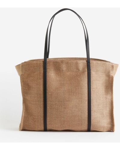 H&M Grand sac shopping en jute mélangé - Neutre