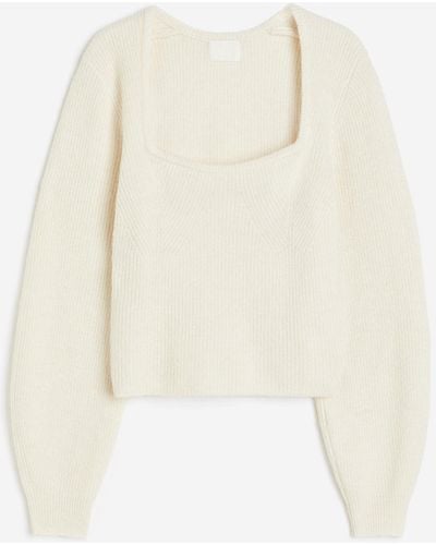 H&M Gerippter Pullover - Weiß