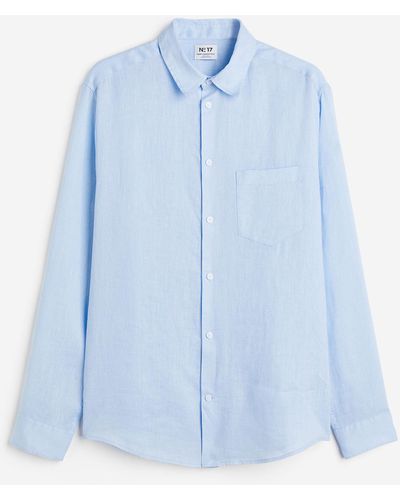 H&M Leinenhemd Regular Fit - Blau