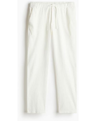 H&M Pantalon Regular Fit en lin mélangé - Blanc