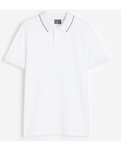 H&M Poloshirt aus Baumwolle Slim Fit - Weiß