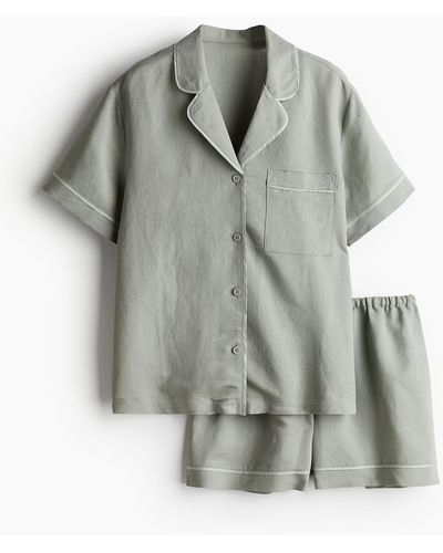 H&M Pyjama en lin mélangé - Gris