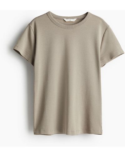 H&M Figurnahes Baumwoll-T-Shirt - Grau