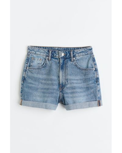 H&M Jeansshorts High Waist - Blau