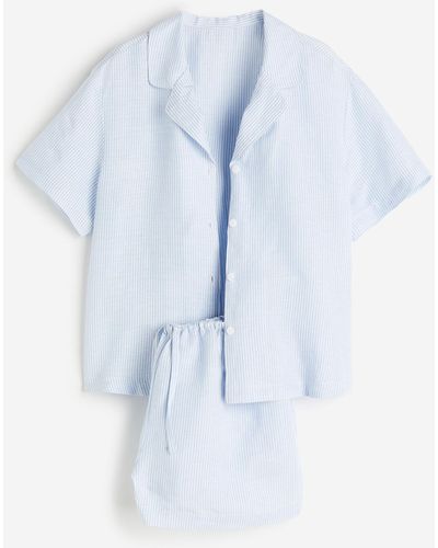 H&M Pyjama aus Leinenmix - Blau