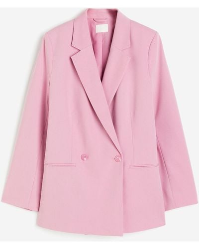 H&M Double-breasted Blazer - Roze