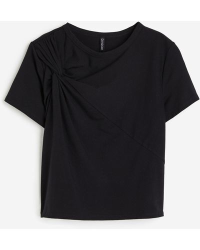 H&M T-Shirt mit Twistdetail - Schwarz