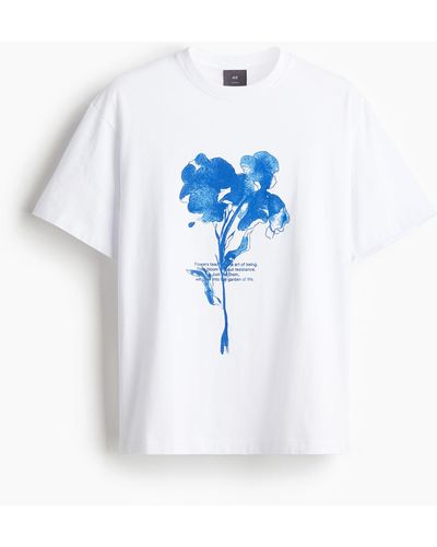 H&M T-shirt imprimé Loose Fit - Bleu