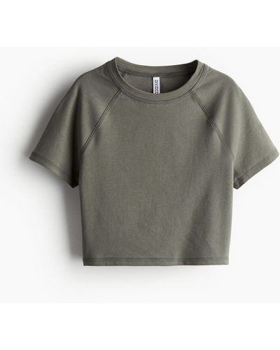H&M Cropped T-Shirt - Grau