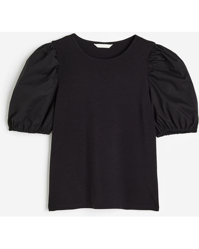 H&M Shirt mit Puffärmeln - Schwarz