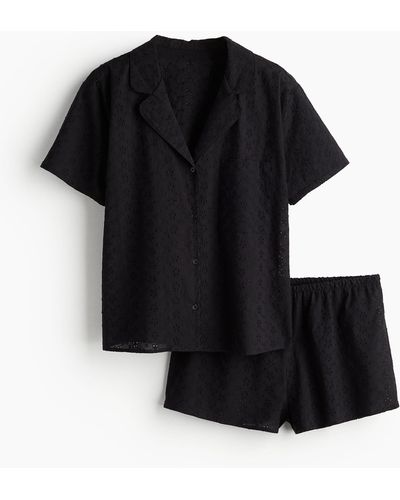 H&M Pyjama Met Broderie Anglaise - Zwart
