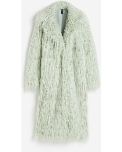 H&M Flauschiger Mantel - Grün