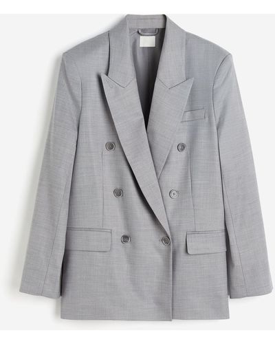 H&M Double-breasted Blazer - Grijs