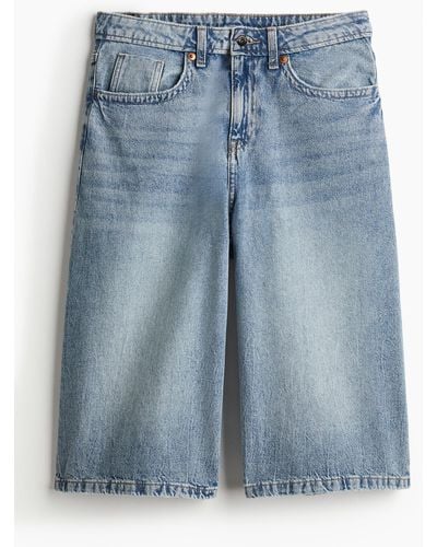 H&M Low Denim Shorts - Blau