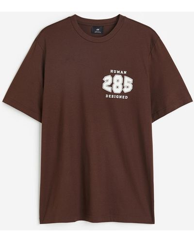 H&M T-Shirt mit Print Regular Fit - Braun