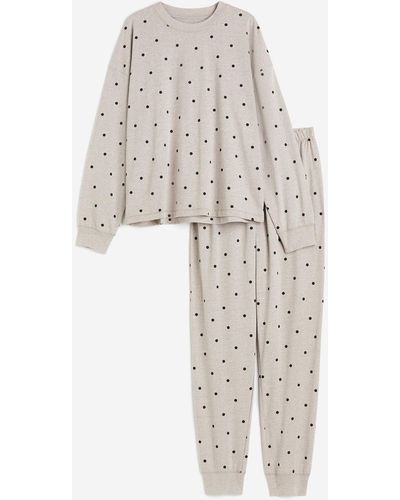 H&M Tricot Pyjama Met Dessin - Wit